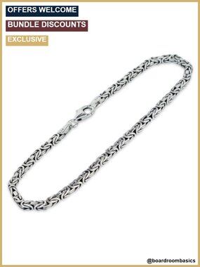 925 Sterling Silver Byzantine Chain Bracelet Men Women 8 Inch